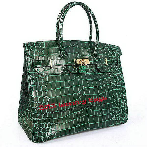 Hermes Birkin 35CM Tote Bag Green Iridescent Croco Leather Gold Hermes Birkin 35CM Tote Bag Green Iridescent Croco Leather Gold