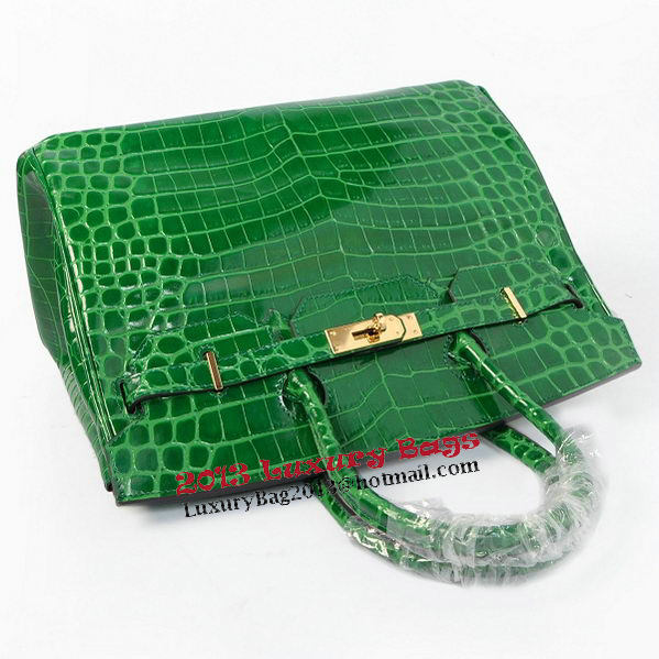 Hermes Birkin 35CM Tote Bags Green Iridescent Croco Leather Gold Hermes Birkin 35CM Tote Bags Green Iridescent Croco Leather Gold