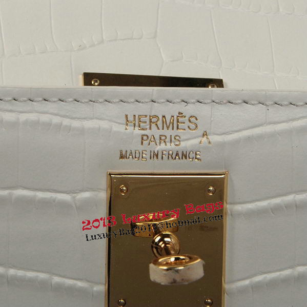 Hermes Kelly 32cm Shoulder Bags OFFWhite Croco Leather Gold Hermes Kelly 32cm Shoulder Bags OFFWhite Croco Leather Gold