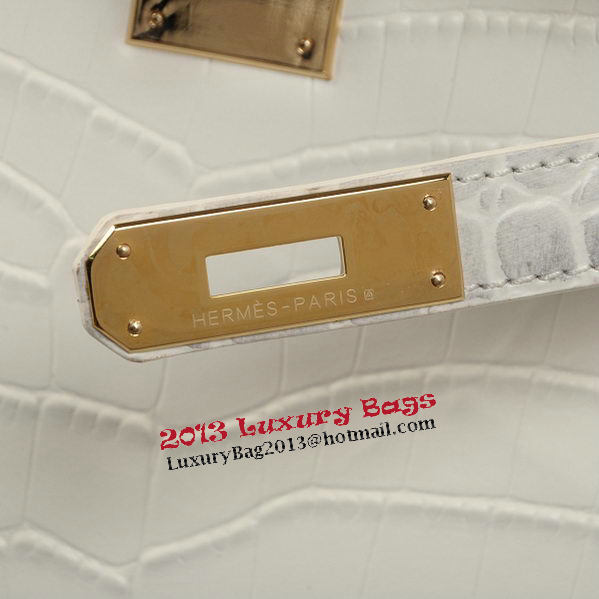 Hermes Kelly 32cm Shoulder Bags OFFWhite Croco Leather Gold Hermes Kelly 32cm Shoulder Bags OFFWhite Croco Leather Gold