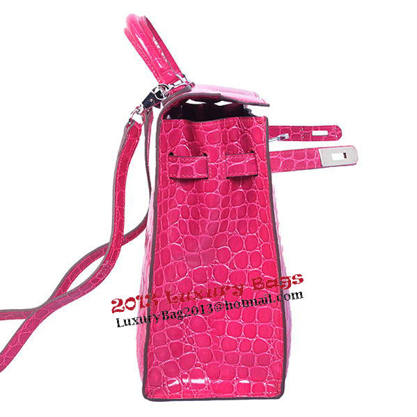 Hermes Kelly 32cm Shoulder Bags Peach Iridescent Croco Leather Silver Hermes Kelly 32cm Shoulder Bags Peach Iridescent Croco Leather Silver