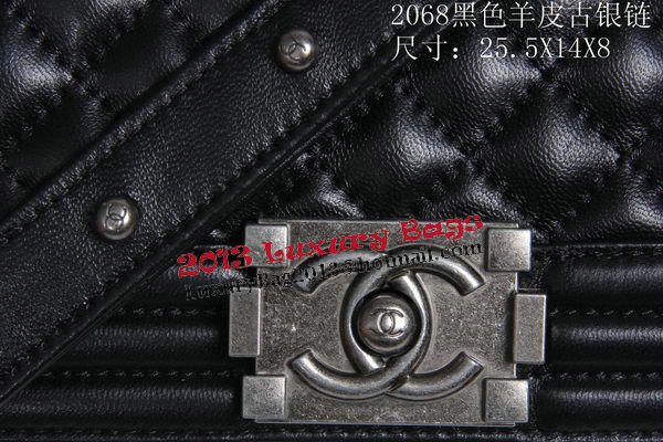 Boy Chanel Flap Shoulder Bag Sheepskin Leather CHA2068 Black Boy Chanel Flap Shoulder Bag Sheepskin Leather CHA2068 Black