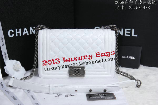 Boy Chanel Flap Shoulder Bag Sheepskin Leather CHA2068 White Boy Chanel Flap Shoulder Bag Sheepskin Leather CHA2068 White