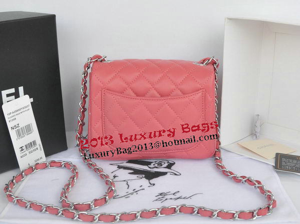 Chanel mini Classic Flap Bag Light Red Original Sheekskin 1115 Silver Chanel mini Classic Flap Bag Light Red Original Sheekskin 1115 Silver