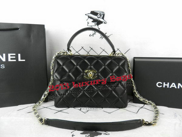 Chanel Classic Top Handle Bag Original Sheepskin Leather A92236 Black Chanel Classic Top Handle Bag Original Sheepskin Leather A92236 Black