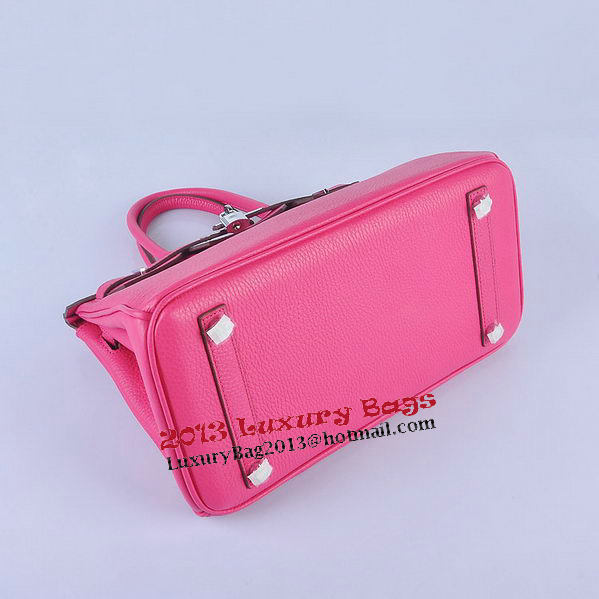 Hermes Birkin 30CM Tote Bags Light Rosy Grainy Leather Silver