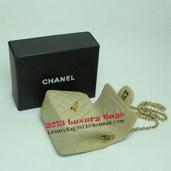 Chanel mini Classic Flap Bag Apricot Leather 1115 Gold Chain Chanel mini Classic Flap Bag Apricot Leather 1115 Gold Chain