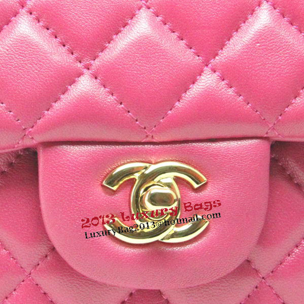 Chanel mini Classic Flap Bag Rose Leather 1115 Gold Chain Chanel mini Classic Flap Bag Rose Leather 1115 Gold Chain