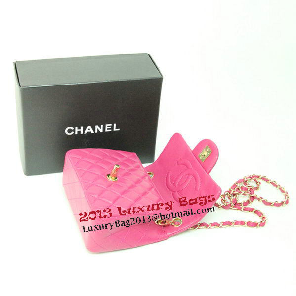 Chanel mini Classic Flap Bag Rose Leather 1115 Gold Chain Chanel mini Classic Flap Bag Rose Leather 1115 Gold Chain