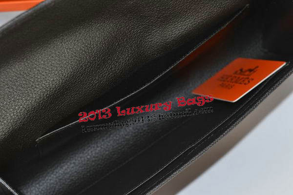 Hermes Jige Clutch Bag Calfskin Leather Black Hermes Jige Clutch Bag Calfskin Leather Black