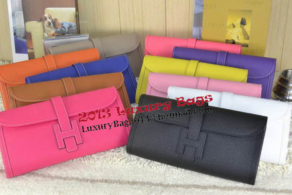Hermes Jige Clutch Bag Calfskin Leather Light Red Hermes Jige Clutch Bag Calfskin Leather Light Red