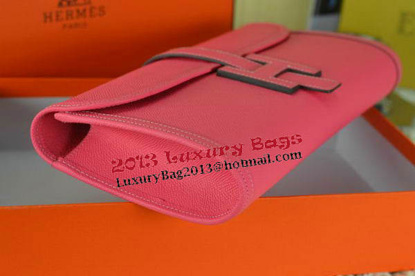 Hermes Jige Clutch Bag Calfskin Leather Light Red Hermes Jige Clutch Bag Calfskin Leather Light Red