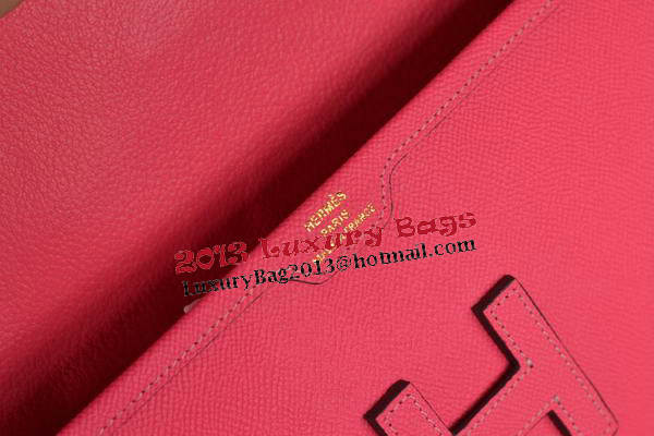 Hermes Jige Clutch Bag Calfskin Leather Light Red Hermes Jige Clutch Bag Calfskin Leather Light Red