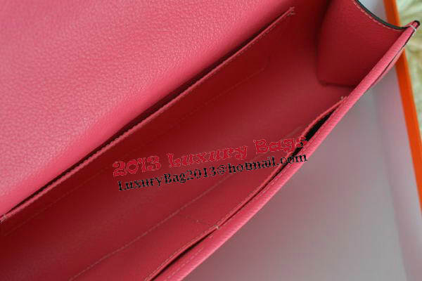 Hermes Jige Clutch Bag Calfskin Leather Light Red Hermes Jige Clutch Bag Calfskin Leather Light Red