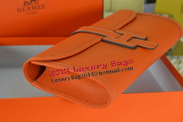 Hermes Jige Clutch Bag Calfskin Leather Orange Hermes Jige Clutch Bag Calfskin Leather Orange