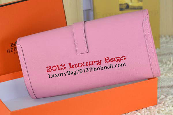 Hermes Jige Clutch Bag Calfskin Leather Pink Hermes Jige Clutch Bag Calfskin Leather Pink