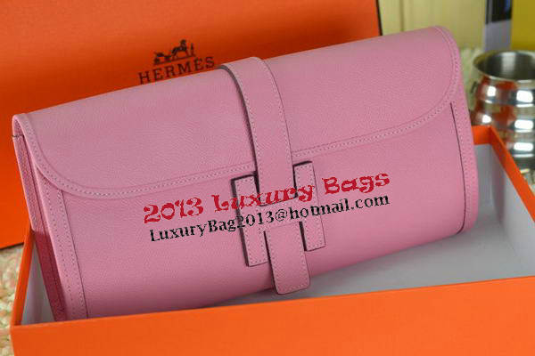 Hermes Jige Clutch Bag Calfskin Leather Pink Hermes Jige Clutch Bag Calfskin Leather Pink