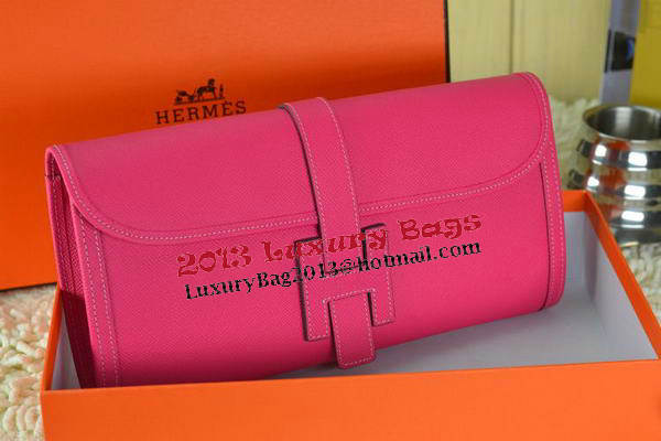 Hermes Jige Clutch Bag Calfskin Leather Rose Hermes Jige Clutch Bag Calfskin Leather Rose