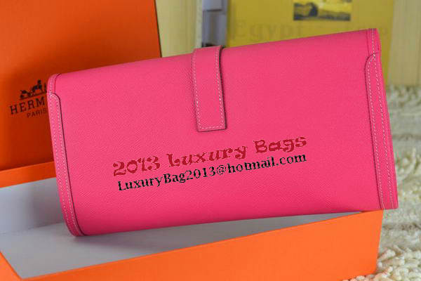 Hermes Jige Clutch Bag Calfskin Leather Rose Hermes Jige Clutch Bag Calfskin Leather Rose