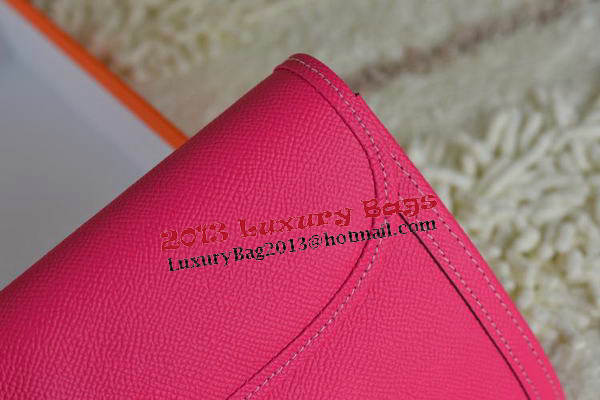 Hermes Jige Clutch Bag Calfskin Leather Rose Hermes Jige Clutch Bag Calfskin Leather Rose