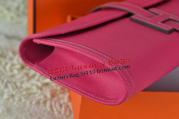 Hermes Jige Clutch Bag Calfskin Leather Rose Hermes Jige Clutch Bag Calfskin Leather Rose