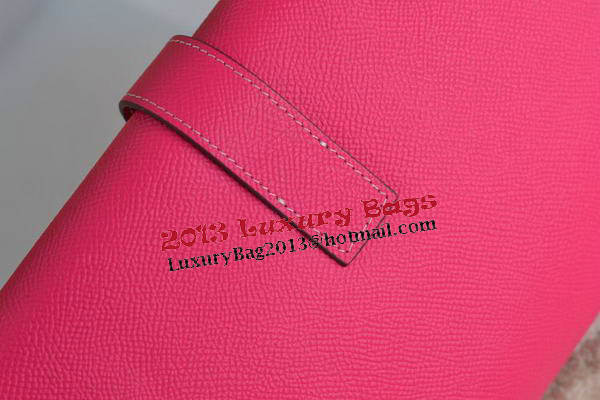 Hermes Jige Clutch Bag Calfskin Leather Rose Hermes Jige Clutch Bag Calfskin Leather Rose