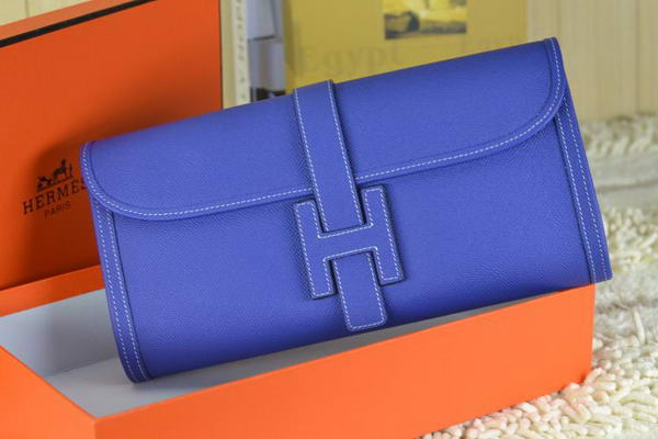 Hermes Jige Clutch Bag Calfskin Leather Royal