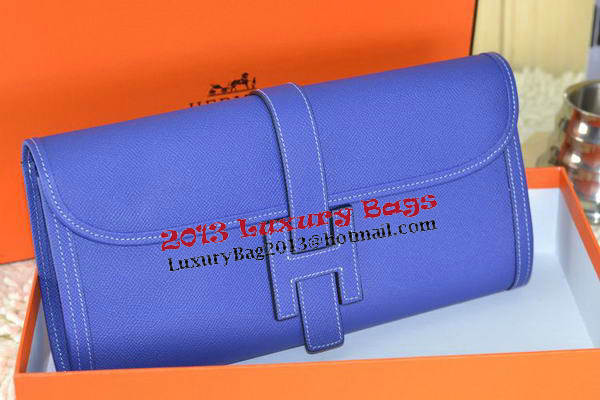 Hermes Jige Clutch Bag Calfskin Leather Royal Hermes Jige Clutch Bag Calfskin Leather Royal