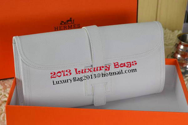 Hermes Jige Clutch Bag Calfskin Leather White Hermes Jige Clutch Bag Calfskin Leather White