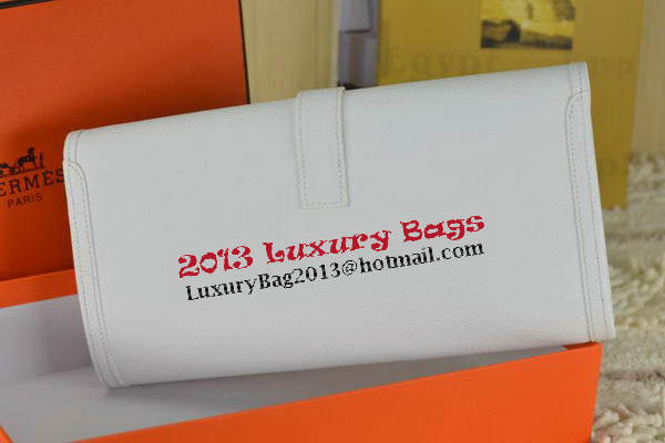 Hermes Jige Clutch Bag Calfskin Leather White Hermes Jige Clutch Bag Calfskin Leather White