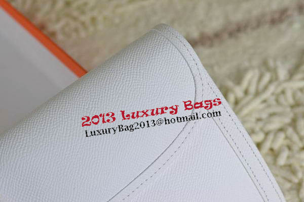 Hermes Jige Clutch Bag Calfskin Leather White Hermes Jige Clutch Bag Calfskin Leather White