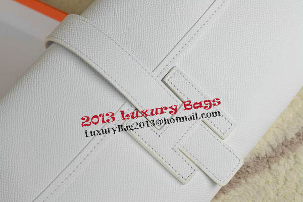 Hermes Jige Clutch Bag Calfskin Leather White Hermes Jige Clutch Bag Calfskin Leather White