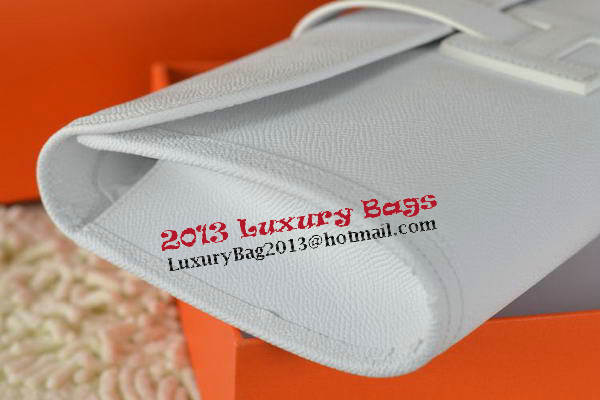 Hermes Jige Clutch Bag Calfskin Leather White Hermes Jige Clutch Bag Calfskin Leather White