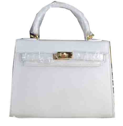 Hermes Kelly 22cm Tote Bag Calfskin Leather White