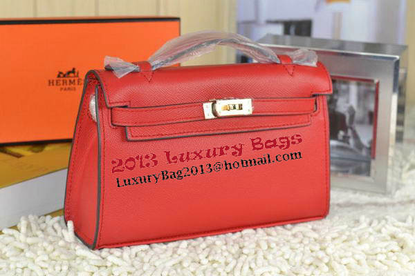 Hermes MINI Kelly 22cm Tote Bag Calfskin Leather Red Hermes MINI Kelly 22cm Tote Bag Calfskin Leather Red