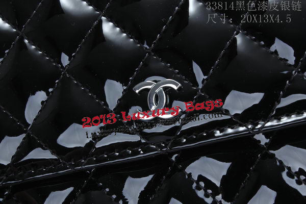 Chanel mini Flap Bag A33814 Black Patent Leather Silver Chanel mini Flap Bag A33814 Black Patent Leather Silver