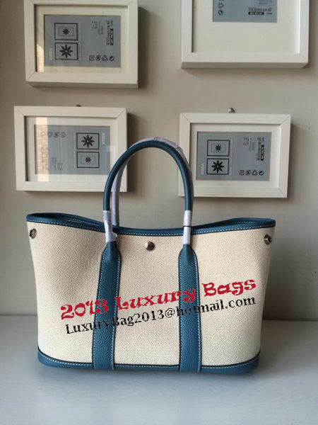 Hermes Garden Party 30CM Bag Canvas Leather H11S Blue Hermes Garden Party 30CM Bag Canvas Leather H11S Blue