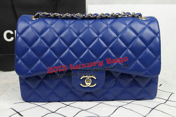 Chanel Classic Flap Bag Blue Original Leather CF1113 Gold Chanel Classic Flap Bag Blue Original Leather CF1113 Gold