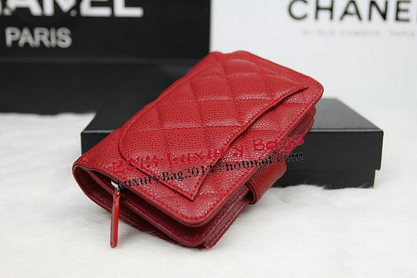 Chanel Matelasse Bi-Fold Wallet Original Cannage Pattern Leater CHA48667 Red Chanel Matelasse Bi-Fold Wallet Original Cannage Pattern Leater CHA48667 Red