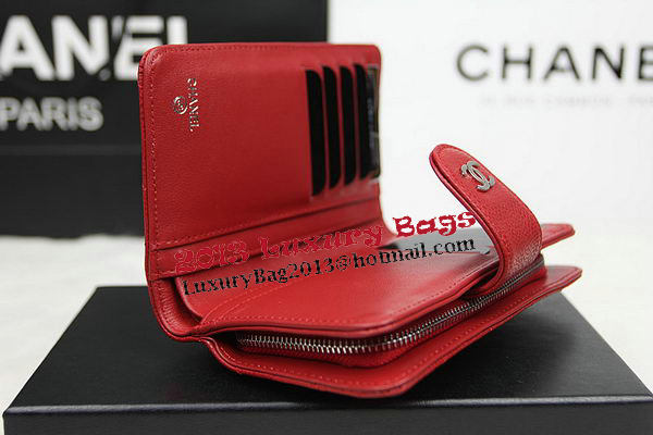 Chanel Matelasse Bi-Fold Wallet Original Cannage Pattern Leater CHA48667 Red Chanel Matelasse Bi-Fold Wallet Original Cannage Pattern Leater CHA48667 Red