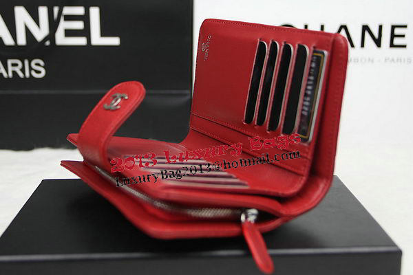 Chanel Matelasse Bi-Fold Wallet Original Cannage Pattern Leater CHA48667 Red Chanel Matelasse Bi-Fold Wallet Original Cannage Pattern Leater CHA48667 Red