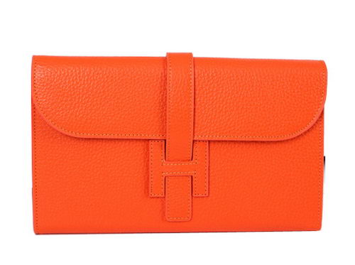 Hermes Jige Clutch Bag Calfskin Leather HQ864 Orange