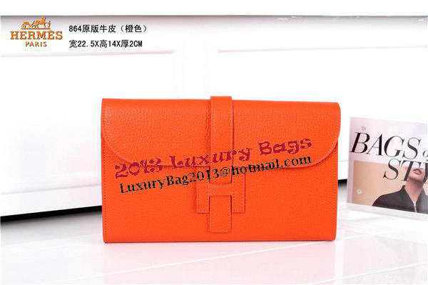 Hermes Jige Clutch Bag Calfskin Leather HQ864 Orange Hermes Jige Clutch Bag Calfskin Leather HQ864 Orange