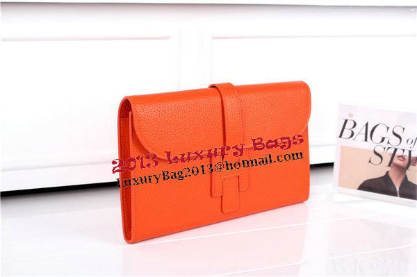 Hermes Jige Clutch Bag Calfskin Leather HQ864 Orange Hermes Jige Clutch Bag Calfskin Leather HQ864 Orange