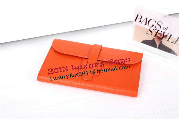 Hermes Jige Clutch Bag Calfskin Leather HQ864 Orange Hermes Jige Clutch Bag Calfskin Leather HQ864 Orange