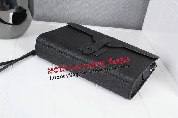 Hermes Jige Clutch Bag Calfskin Leather HQ8059 Black Hermes Jige Clutch Bag Calfskin Leather HQ8059 Black