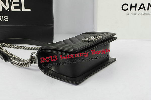Chanel Boy Flap Shoulder Bags Black Original Lambskin Leather A67085 Silver