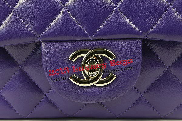 Chanel Classic MINI Flap Bag Violet Original Sheep Leather CF1115 Silver Chanel Classic MINI Flap Bag Violet Original Sheep Leather CF1115 Silver
