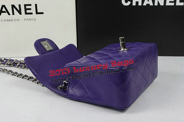 Chanel Classic MINI Flap Bag Violet Original Sheep Leather CF1115 Silver Chanel Classic MINI Flap Bag Violet Original Sheep Leather CF1115 Silver