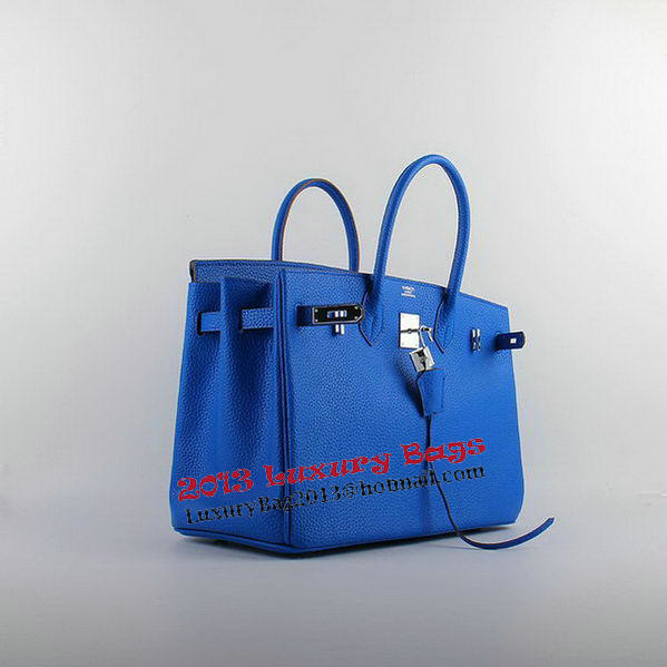 Hermes Birkin 35CM Tote Bags Blue Grainy Leather H-35 Silver Hermes Birkin 35CM Tote Bags Blue Grainy Leather H-35 Silver